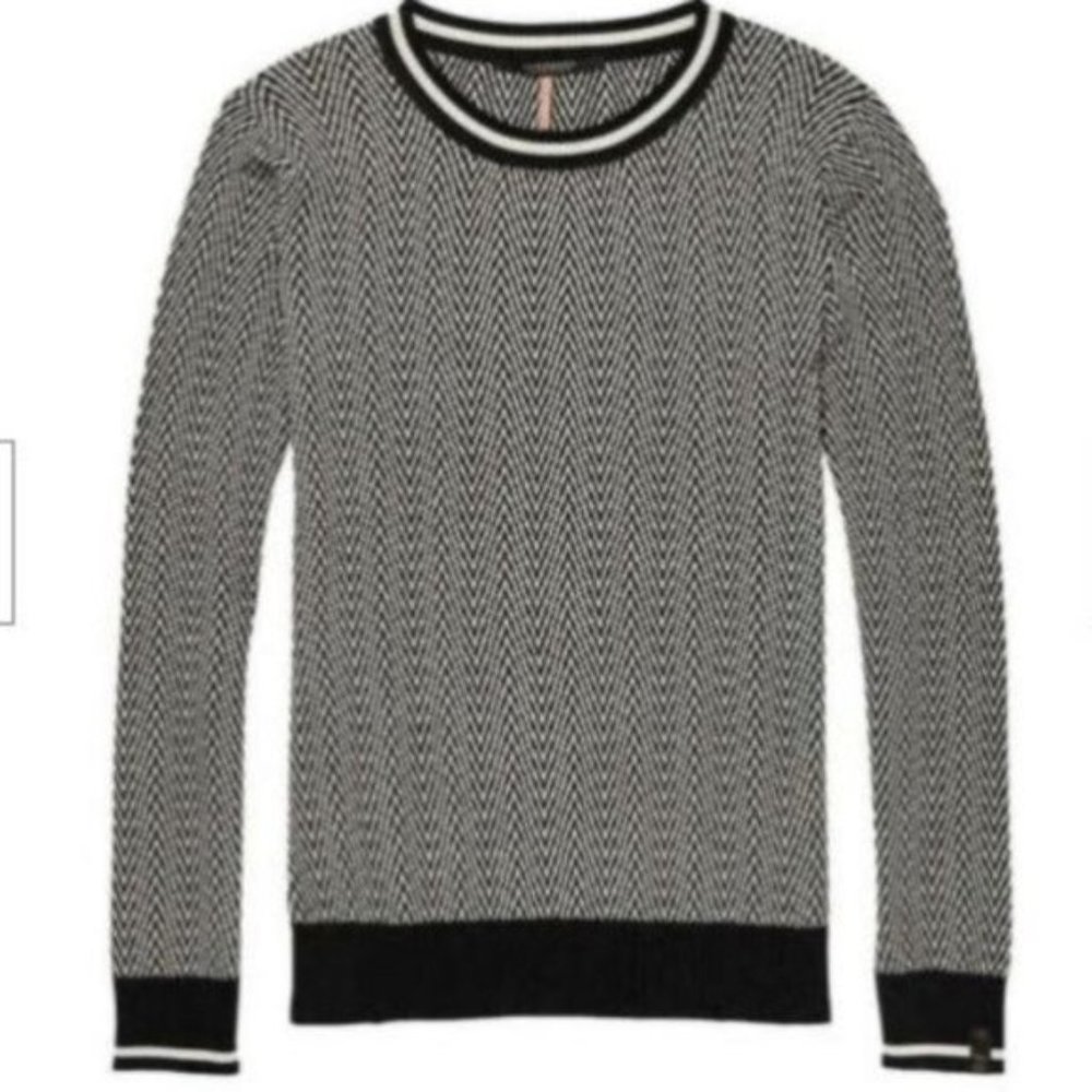 Scotch & Soda Cream/Black Chevron Print Sweater